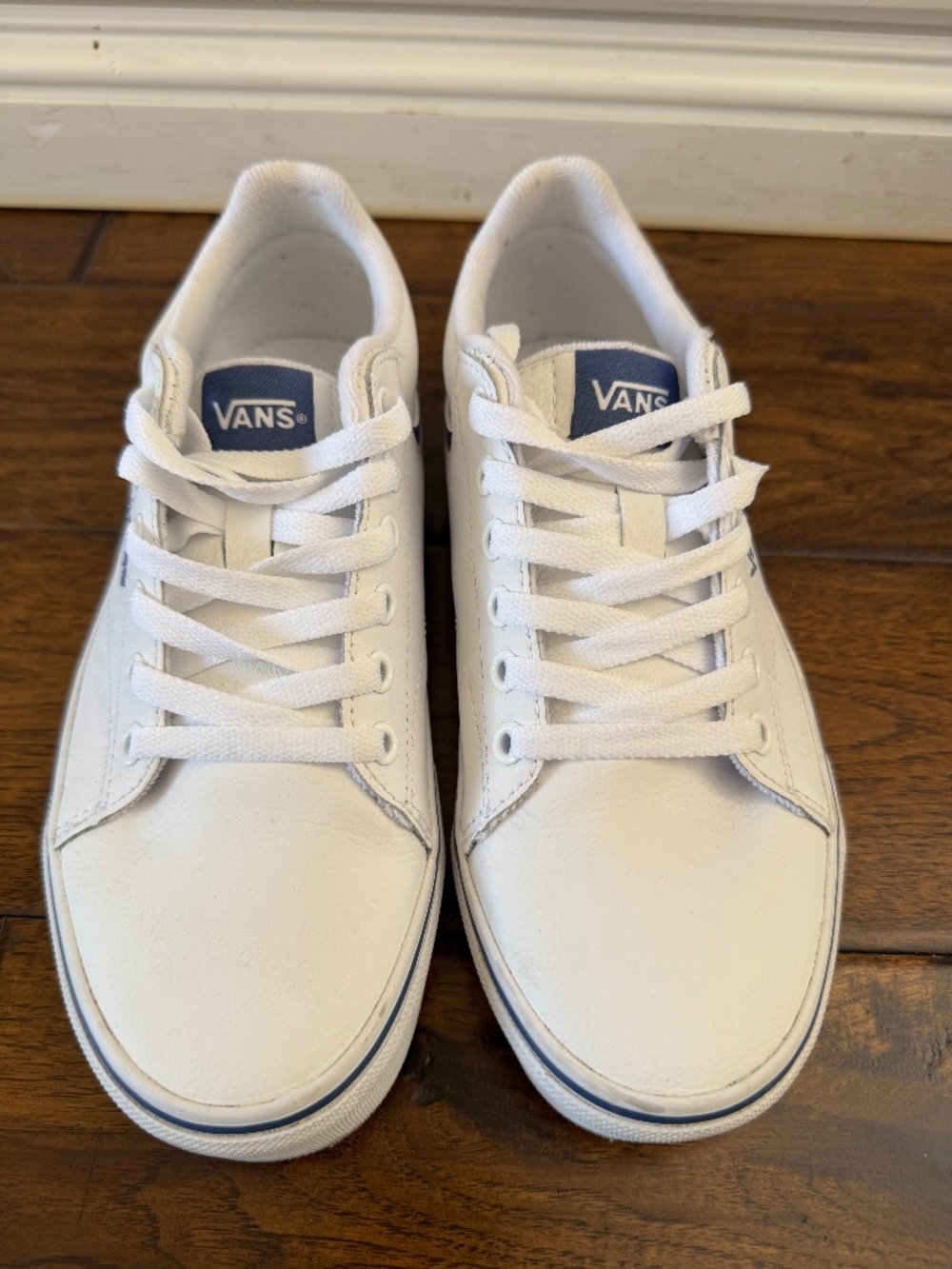 Vans White Leather Sneakers Women Size 7.5